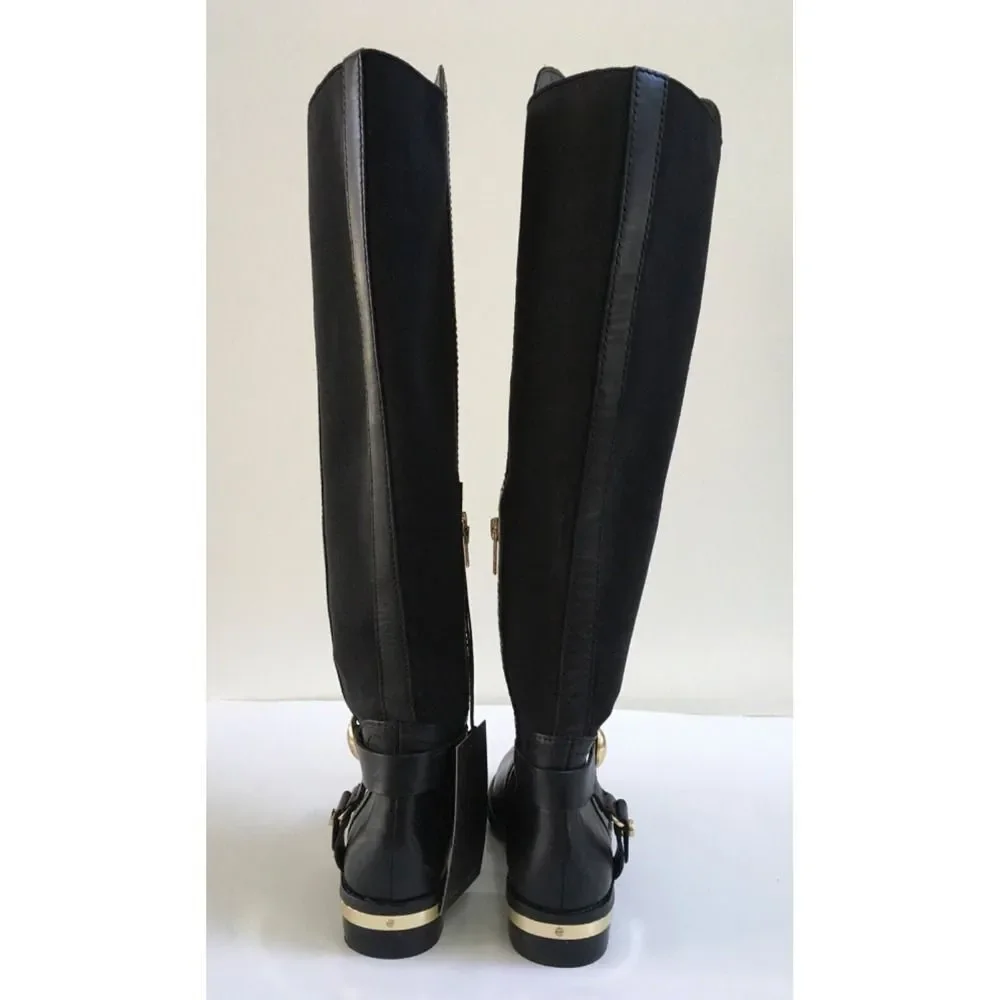 Vince Camuto Pearley Knee High Black Leather Riding Boots Size 6.5M